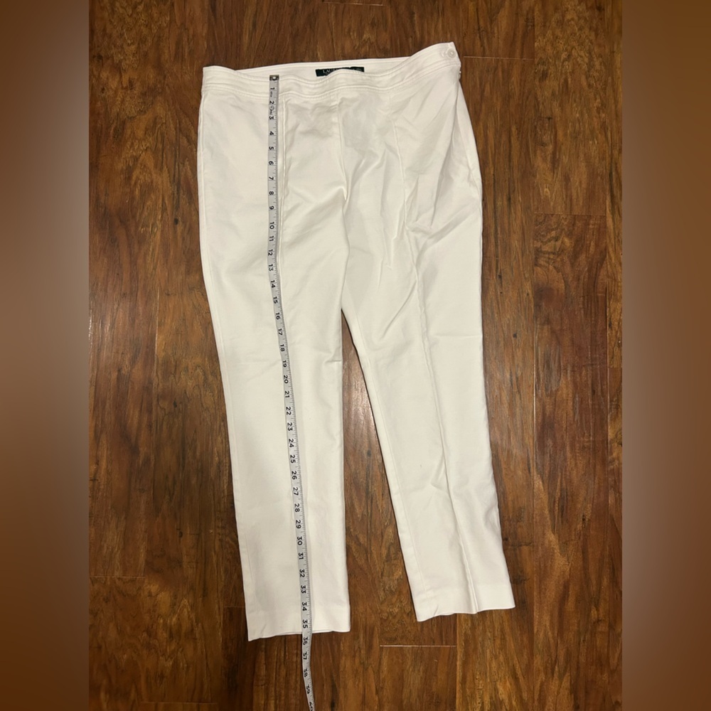 Women’s Cream Cropped Capri Ankle Pants Side Zip Closure 90s Minimalism Classy - Picture 8 of 10